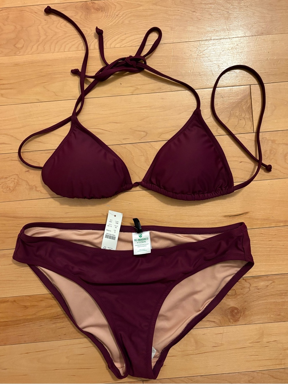 J. Crew Eggplant Burgundy Triangle Bikini Set NWT